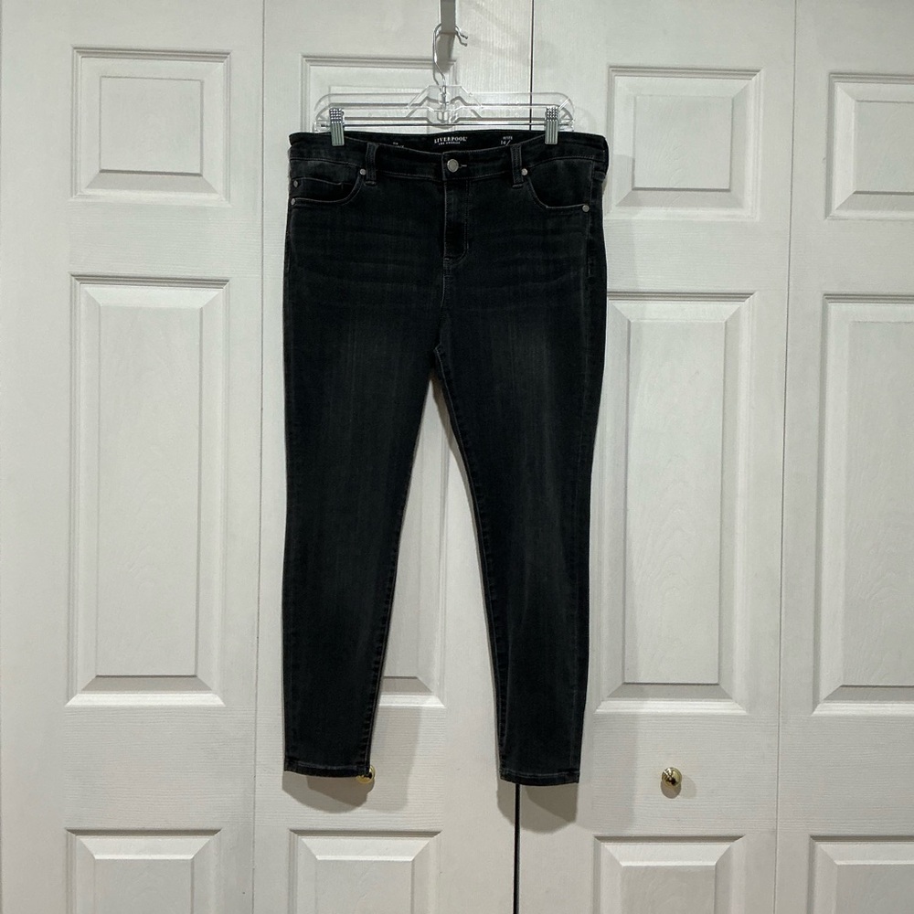🤎 Liverpool The Skinny Black Denim Jeans Ankle - 14 / 32
